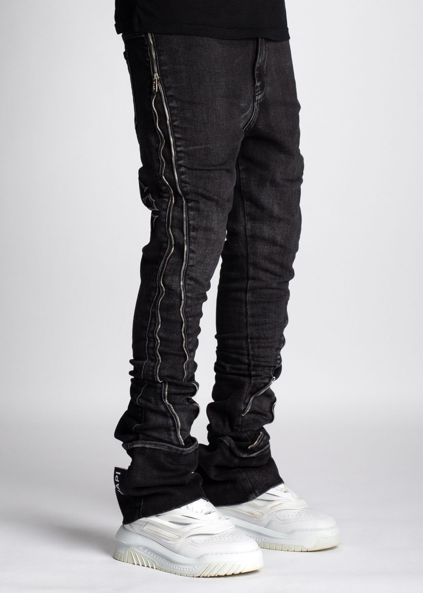 GUAPI Jeans - Iron Grey Stacked Zipper Denim - Black GUAPI Jeans - Iron Grey Stacked Zipper Denim - Black