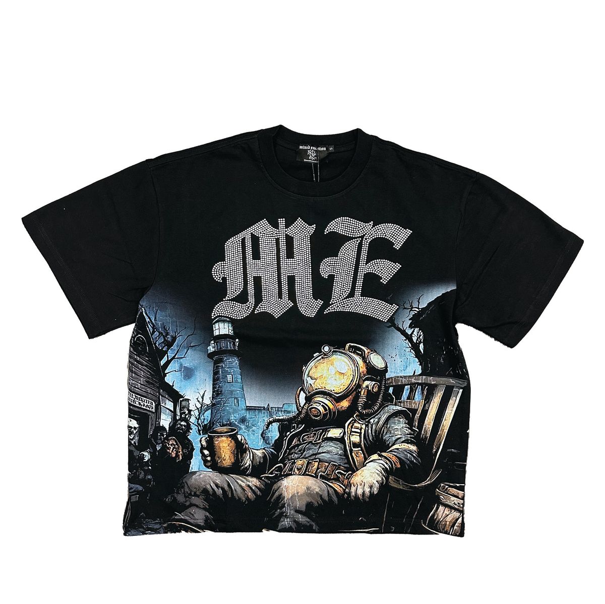 Mixed Emotion T-Shirt - Astronaut Rhinestone Tee - Black – Vengeance78