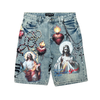 Vicious Shorts - Printed ArtworkPremium Denim - Tint Blue - VC1206