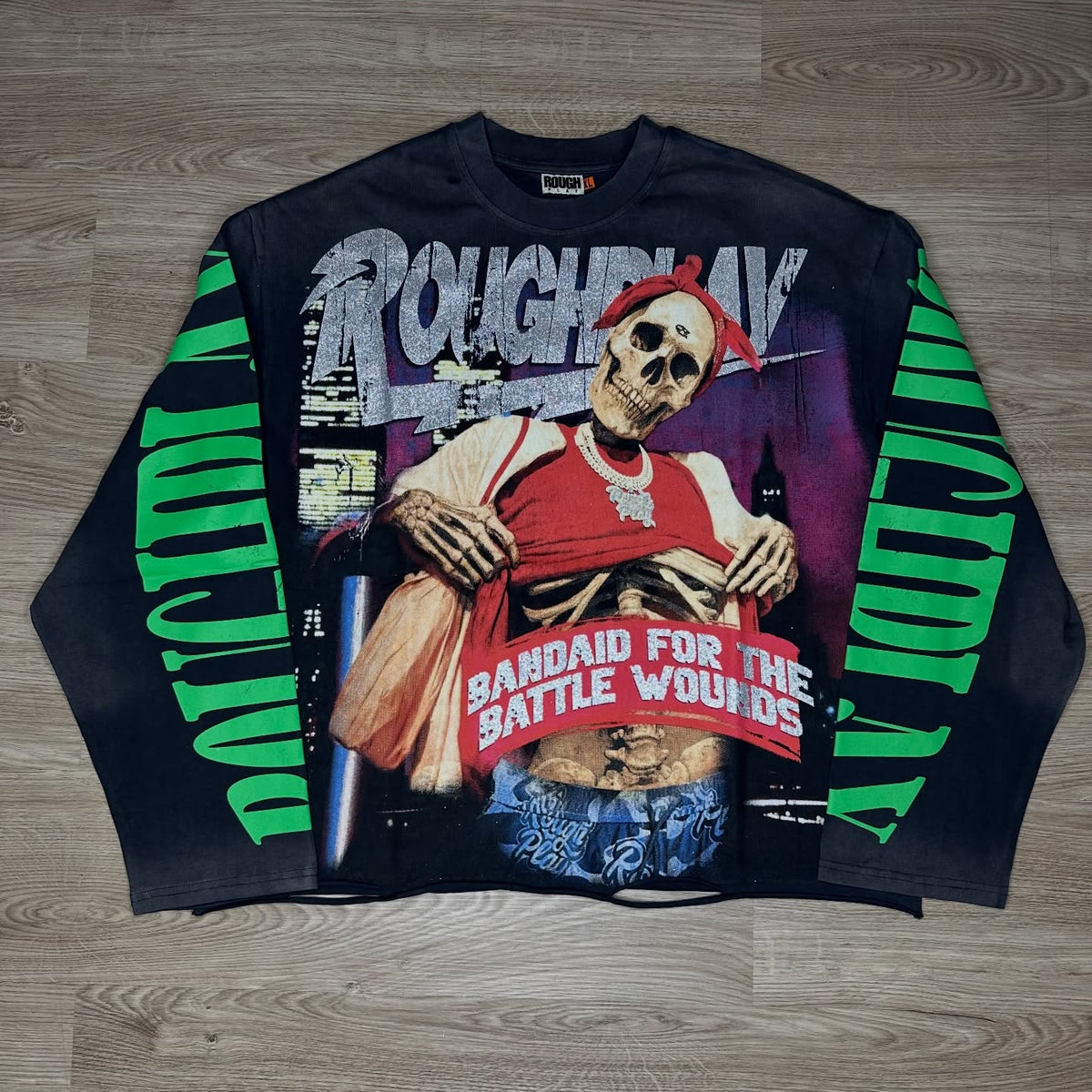 Rough Play Long Sleeve - Thug Life - Grey/Red/Green – Vengeance78