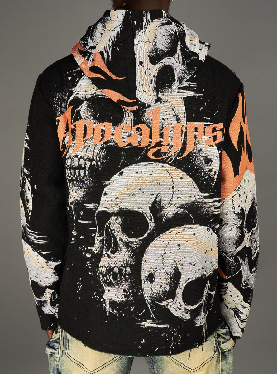 Majestik Hoodie - Rockon Rhinestone Tapestry Jacquard- Black