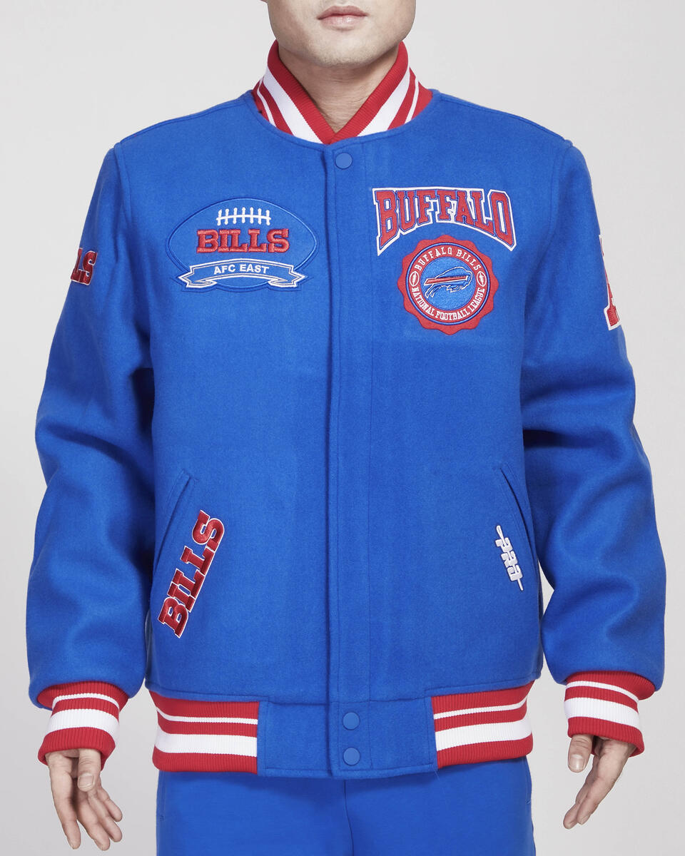 BUFFALO BILLS MASH UP WOOL VARSITY JACKET (ROYAL/RED) – Pro Standard