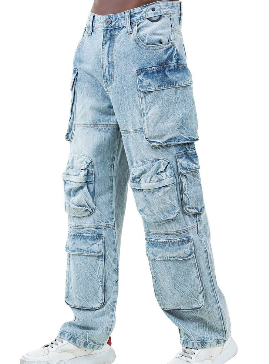 Publik Denim Jeans - 3D Cargo Wide - Sky - KD2477 – Vengeance78