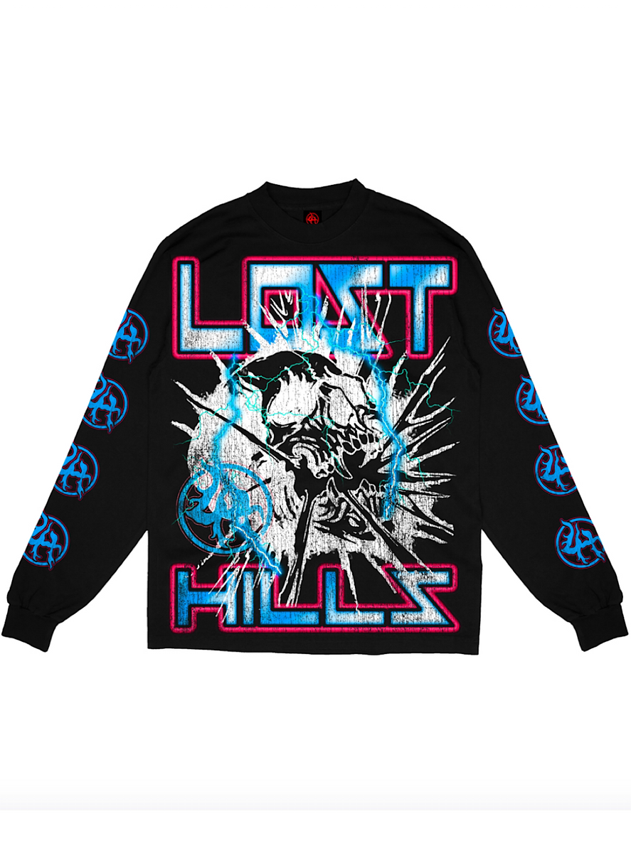 Lost Hills Shirt Lightning Skull Black and Blue LH20011 Vengeance78