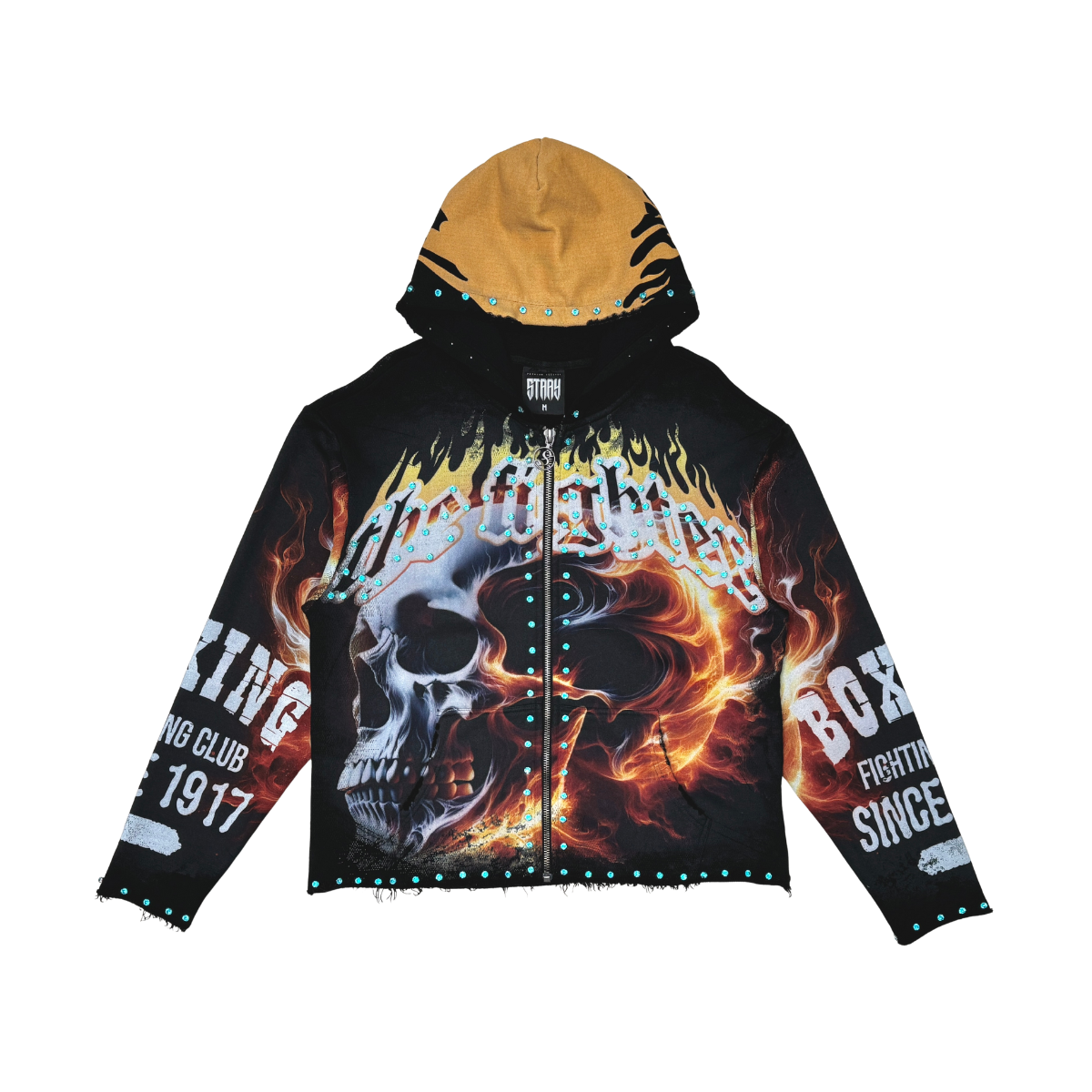 STRAY Hoodie - The Fighter Full Zip Up - Black - ST1602-BLK