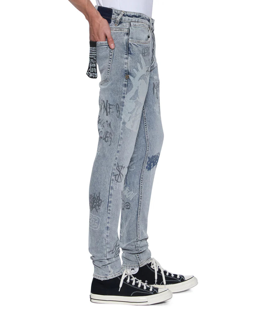 Ksubi Jeans - Van Winkle Rogue Blue Graffiti - MPS26DJ101
