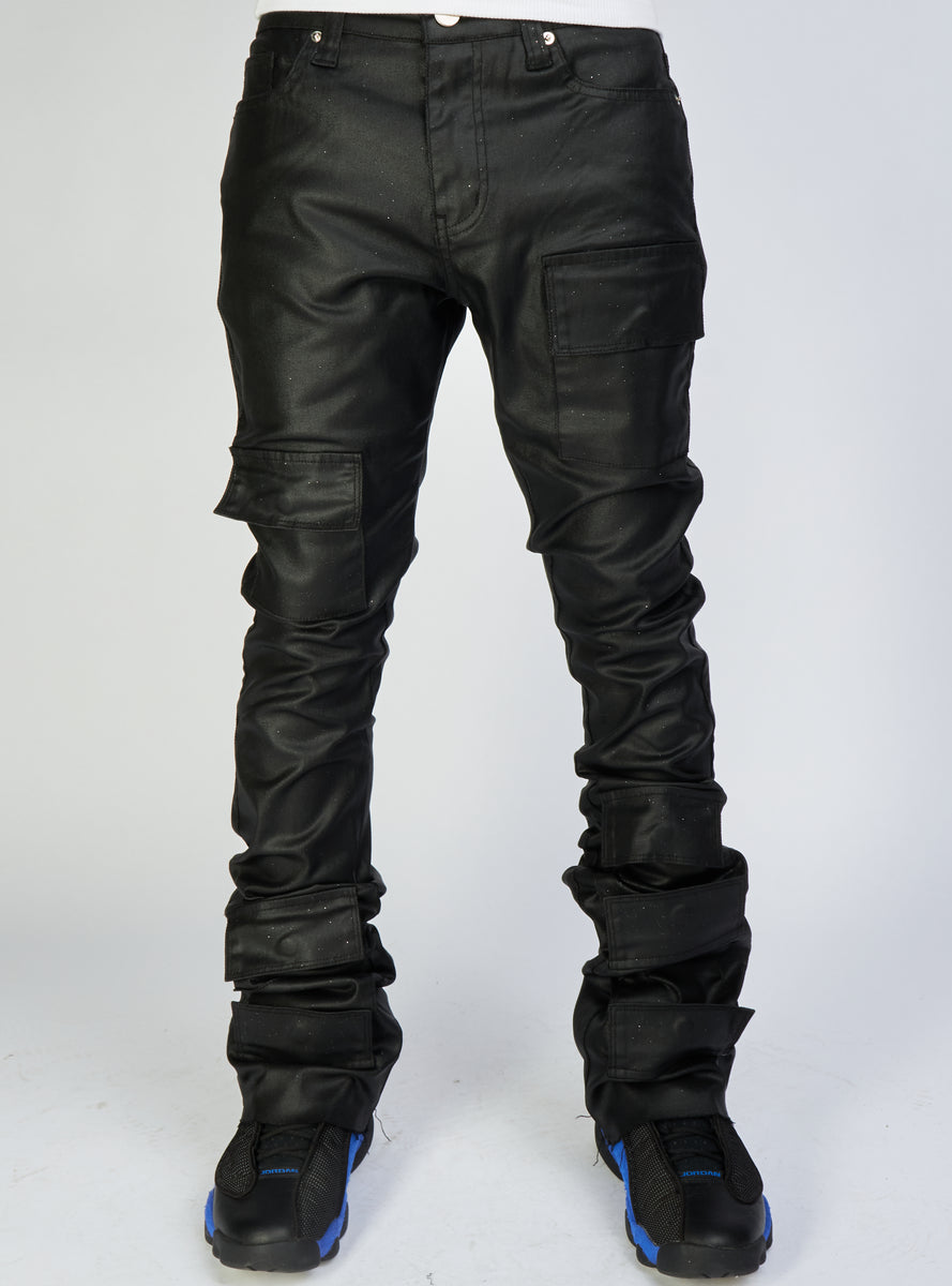 Politics Jeans Super Stacked Cargo Flare Marcel Black Wax 523 Vengeance78 