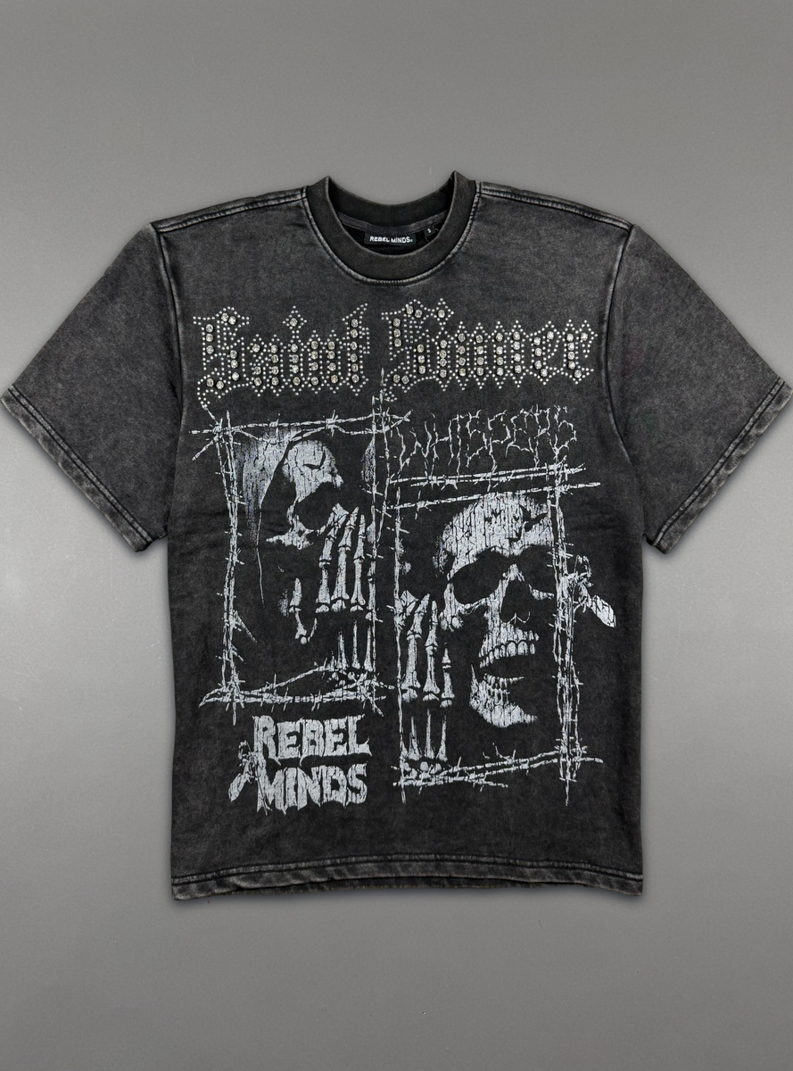 Rebel Minds T-Shirt - Whispers Rhinestone Crop Tee - Black - 610