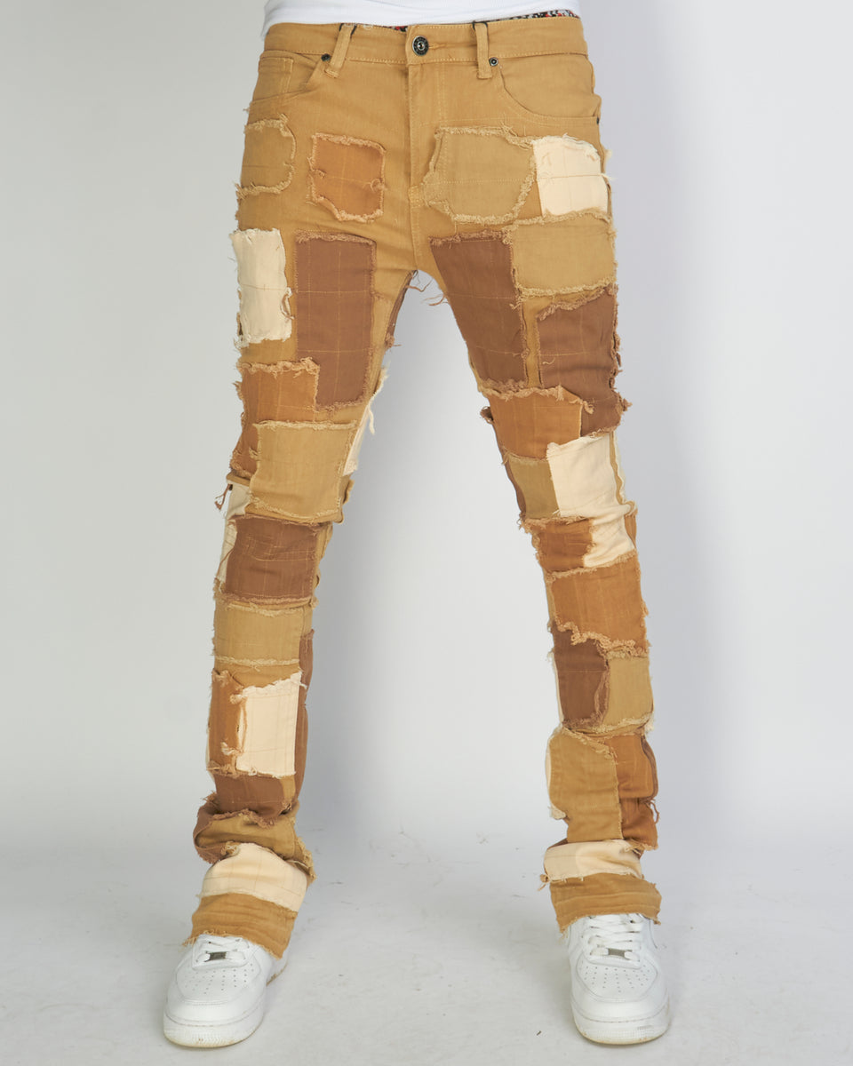 Waimea Jeans Stacked Frayed Patches Khaki M5769TA Vengeance78