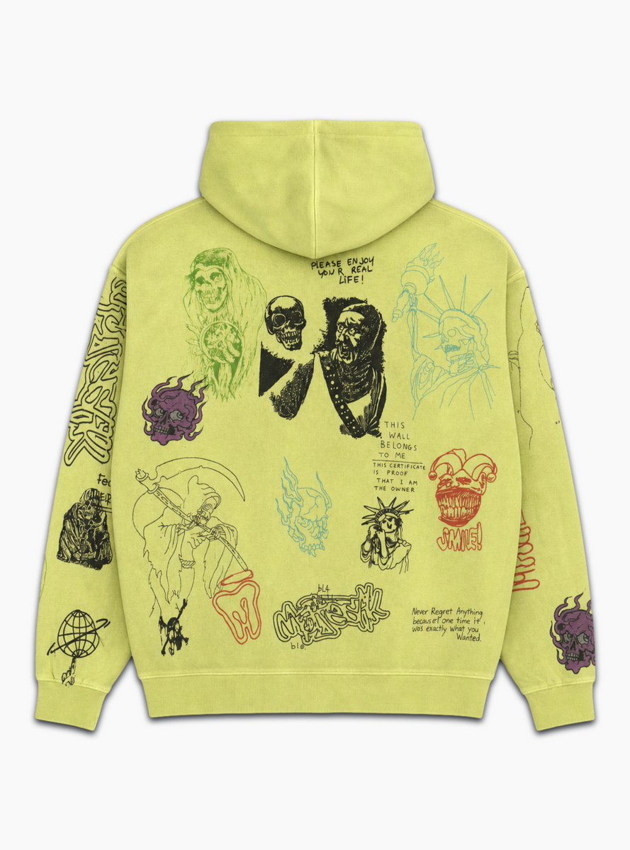 Majestik Hoodie - Acid Graveyard - Waffle Thermal - Green