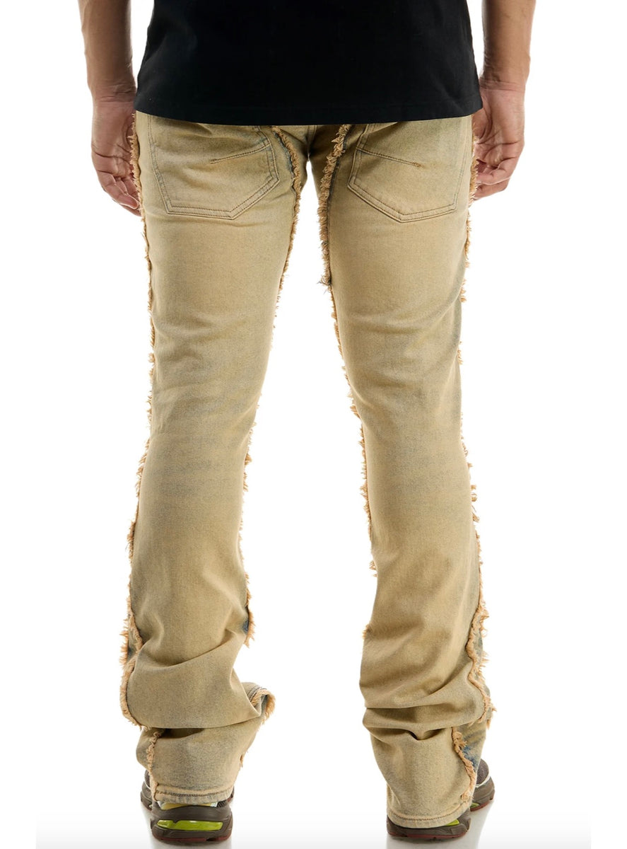 Carpenter Panelled Flare Fit Jeans - Brown, Mens Denim