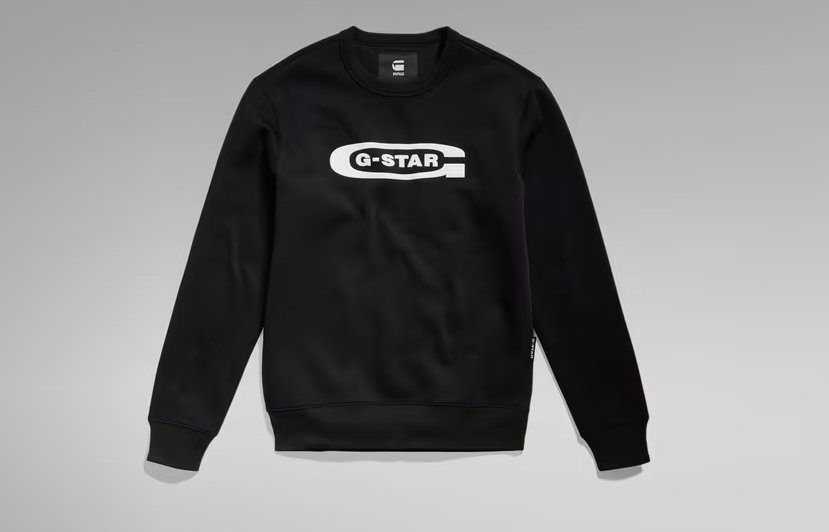 T-shirt Uomo G-STAR Old Skool Logo – Manica Lunga, Colore Nero (dk Black), Taglia XXL, Cotone Comfort