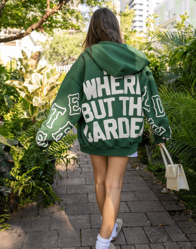 Red Letters Hoodie - At The Garden V2 Scattered Zip Up - Green