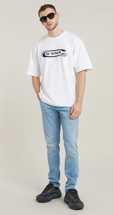G-STAR Uomo T-shirt Old Skool Logo Bianca (XXL) – Jersey Lash Vestibilità Rilassata