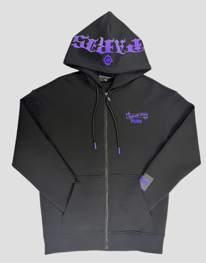 Roberto Vino Sweatsuit - Pairs Full Zip Hoodie & Pants - Black