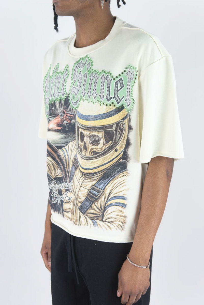Rebel Minds T-Shirt - Saint Sinner Driver - Cream - 610-11170