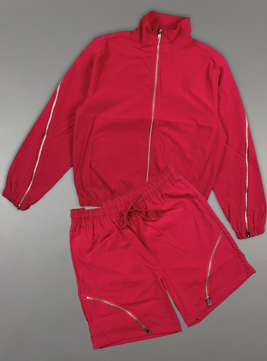 Rebel Minds Short Set - WindBreaker Zipper - Red - 610-14501