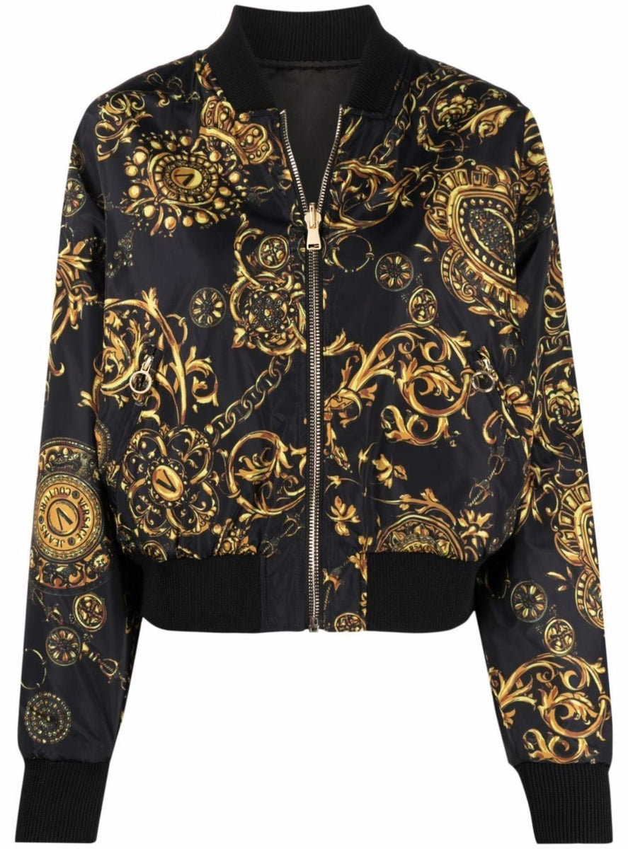 Versace Jeans Jacket - Baroque Reversible Women - Black Gold