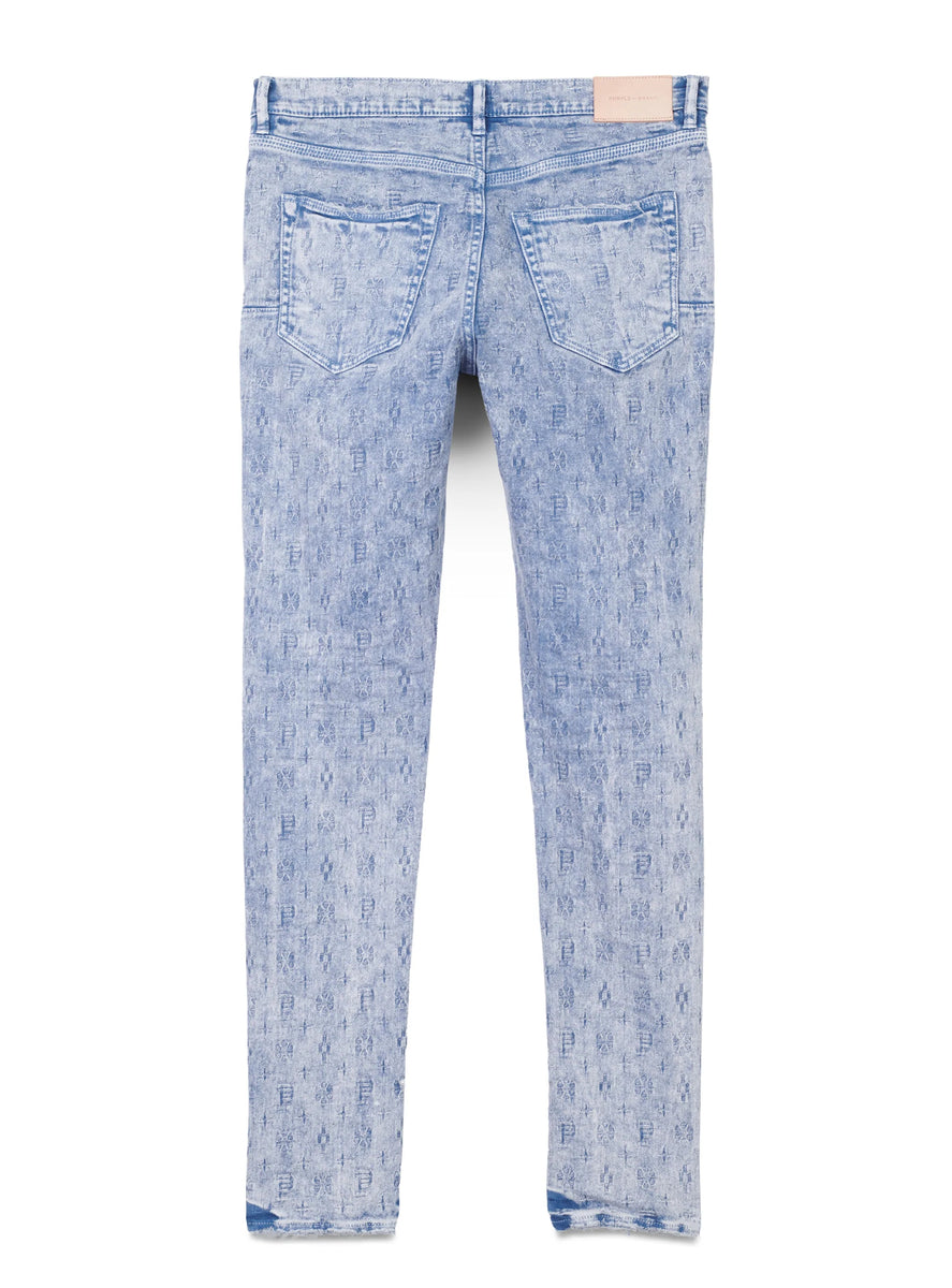 Purple Brand Allure-jacquard Monogram Denim Jeans In Blue