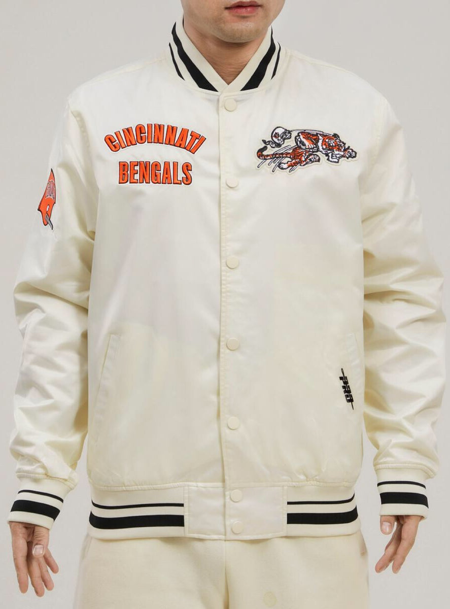 Pro Standard Cincinnati Bengals Retro Classic Rib Wool Varsity Jacket -  Eggshell Black