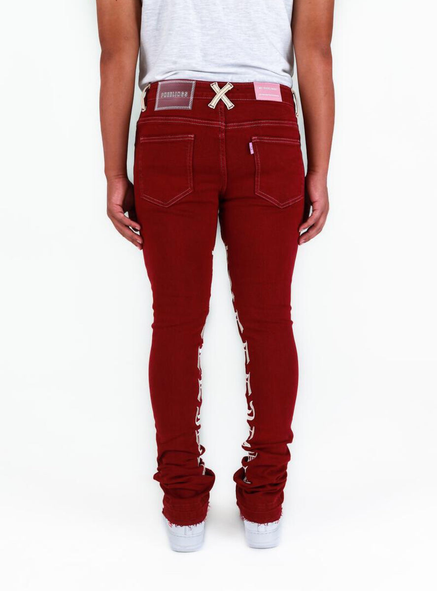 Pheelings Jeans Against All Odds Flare Stacked Burgundy PHFA2