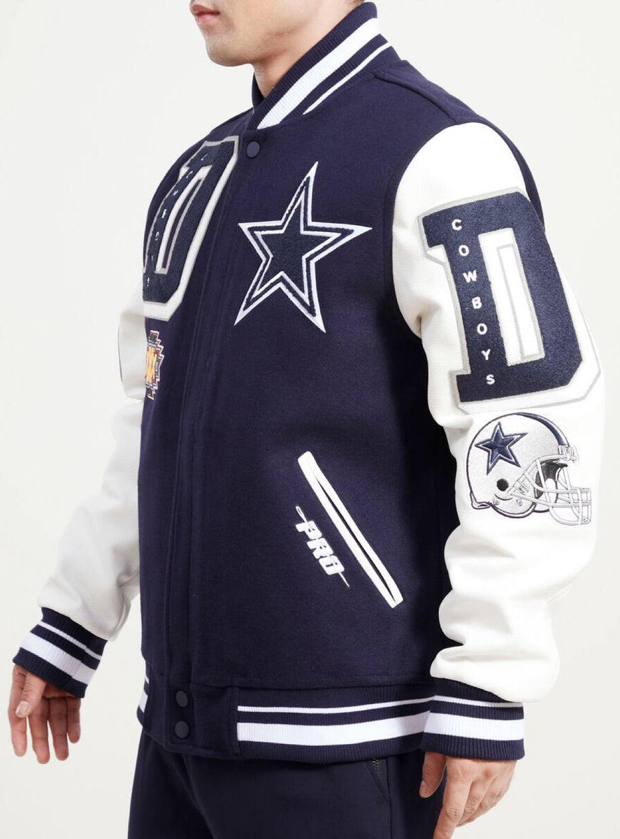 DALLAS COWBOYS HOME TOWN WOOL VARSITY JACKET (MIDNIGHT NAVY/WHITE) – Pro  Standard