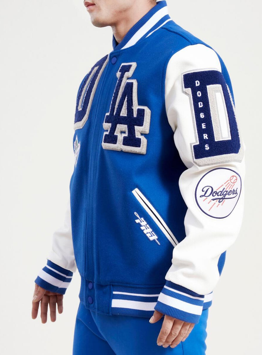 Men's Los Angeles Dodgers Pro Standard Royal Mash Up Logo Varsity Full-Zip  Jacket