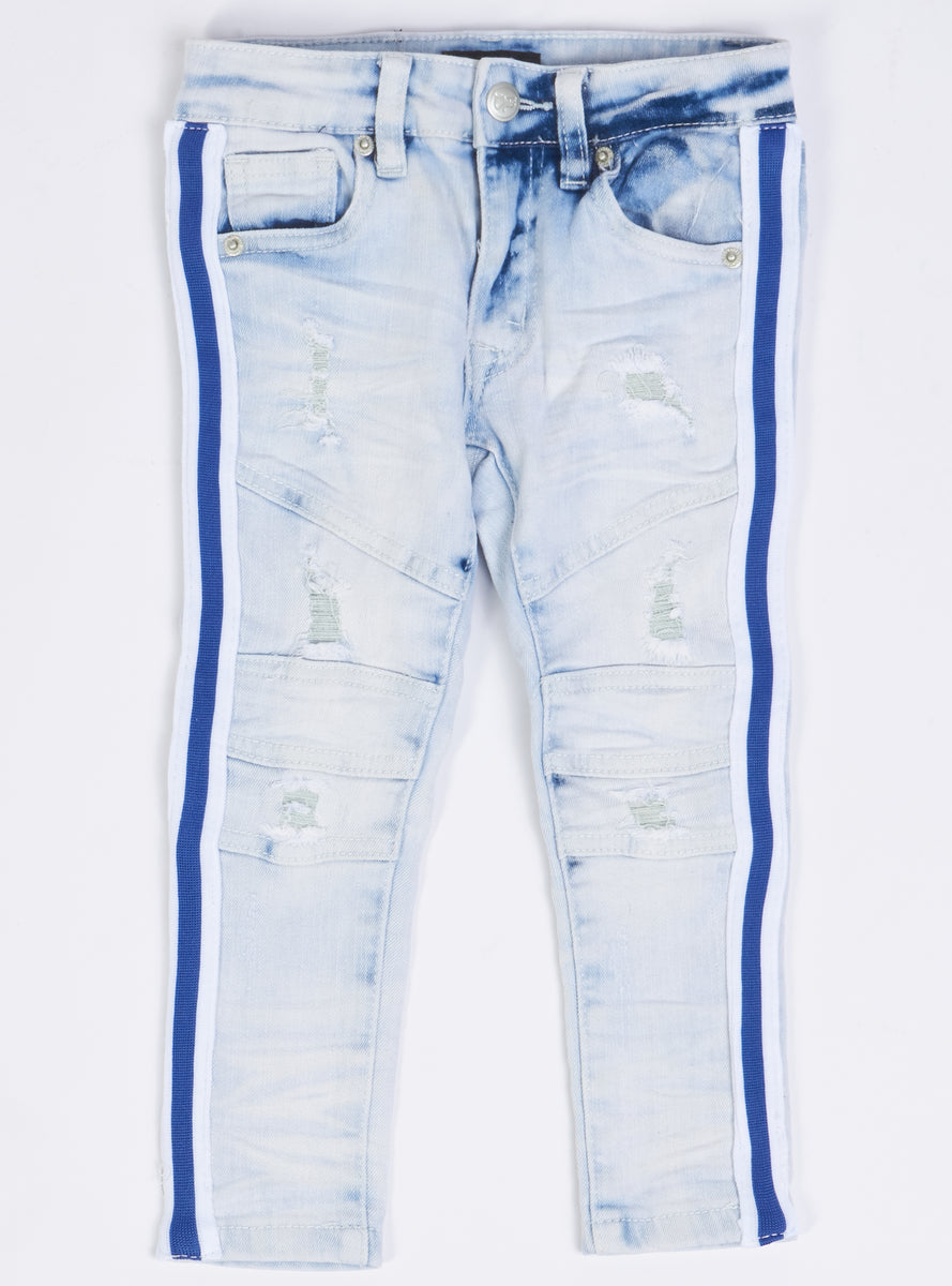 Ops Kids Jeans - Side Stripe - Light Blue And Royal - OPS1905K – Vengeance78