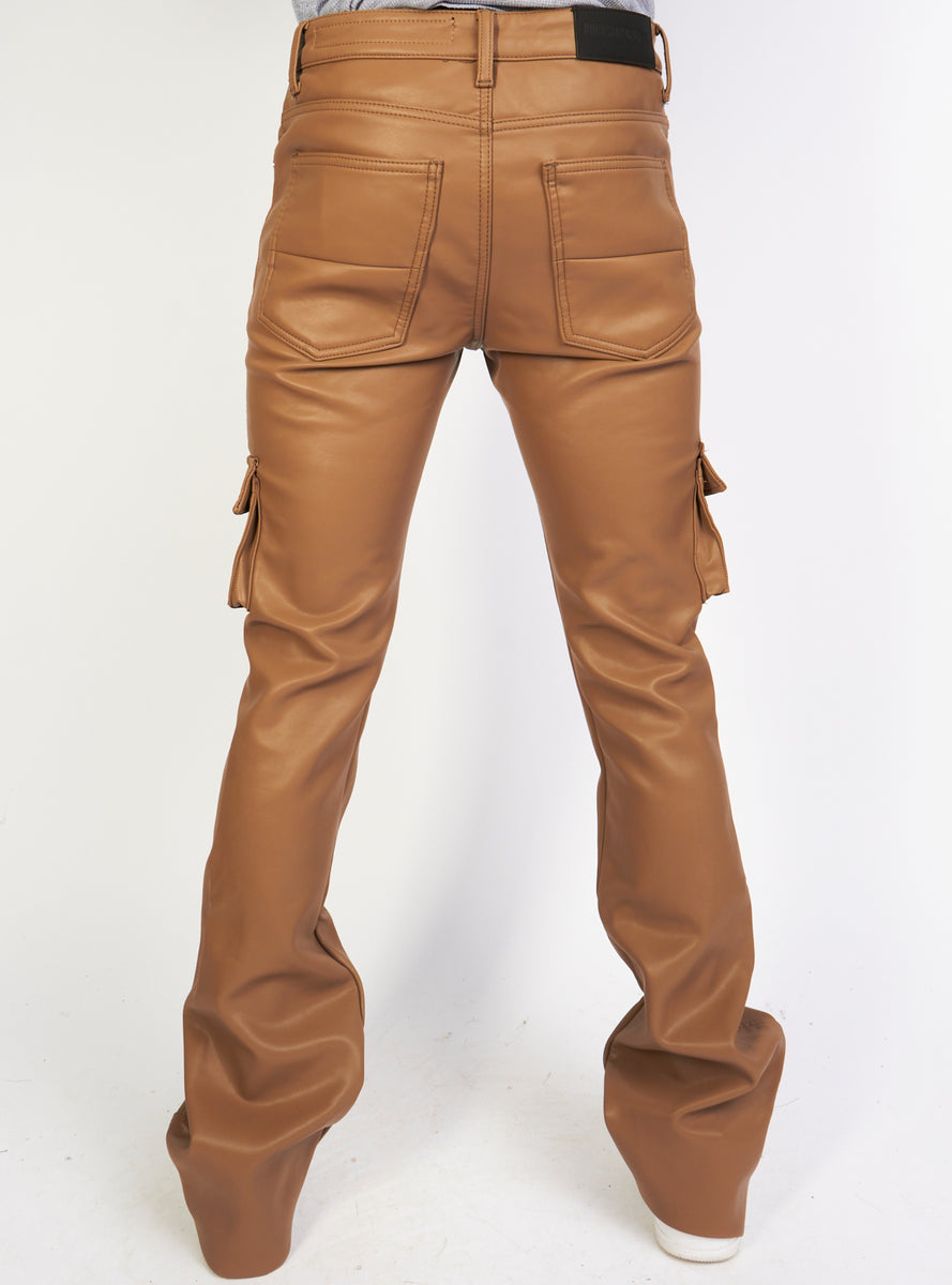 Rockstar Original Jeans - Birch - Faux Leather Stacked Flare - Tan - R