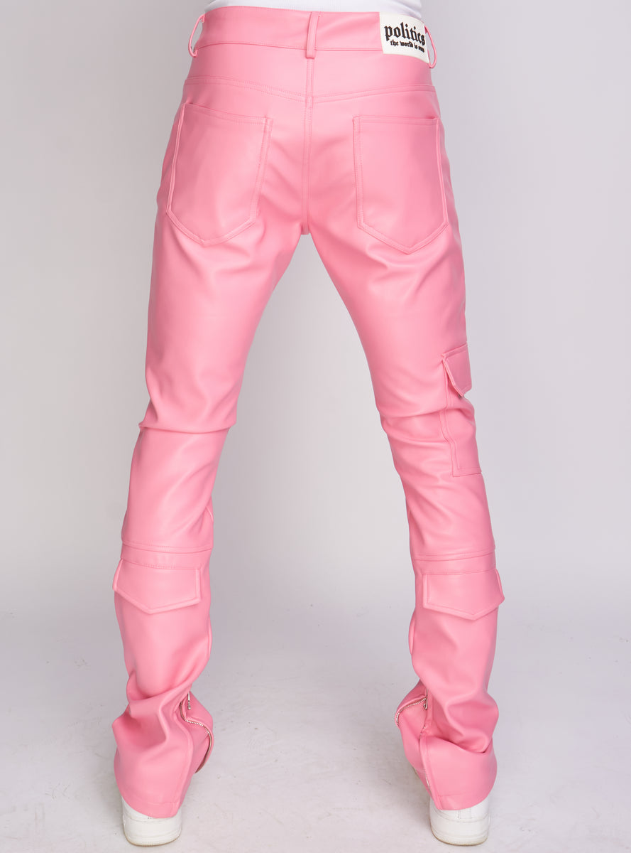 Politics Stacked Leather Pants Cargo - Murphy - Pink - 556