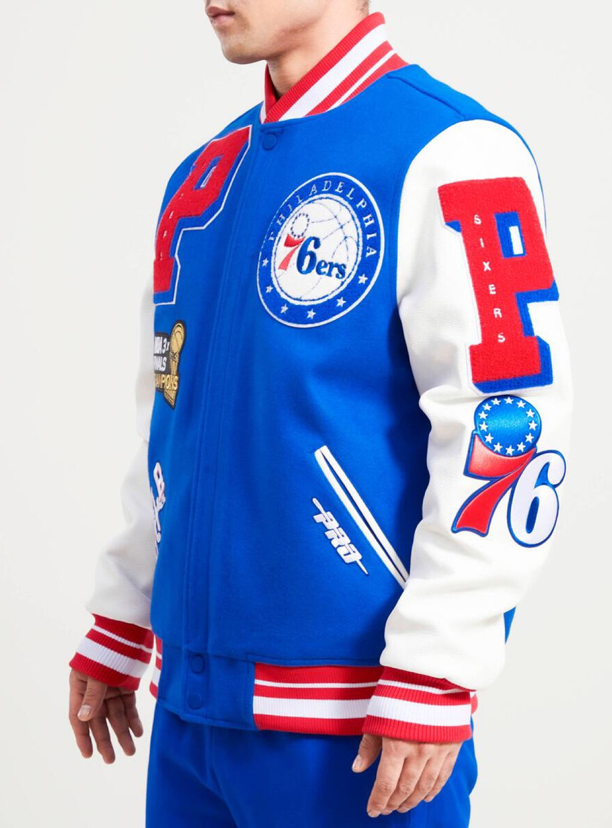 Men's Philadelphia 76ers Pro Standard Royal Mash Up Capsule Varsity  Full-Zip Jacket