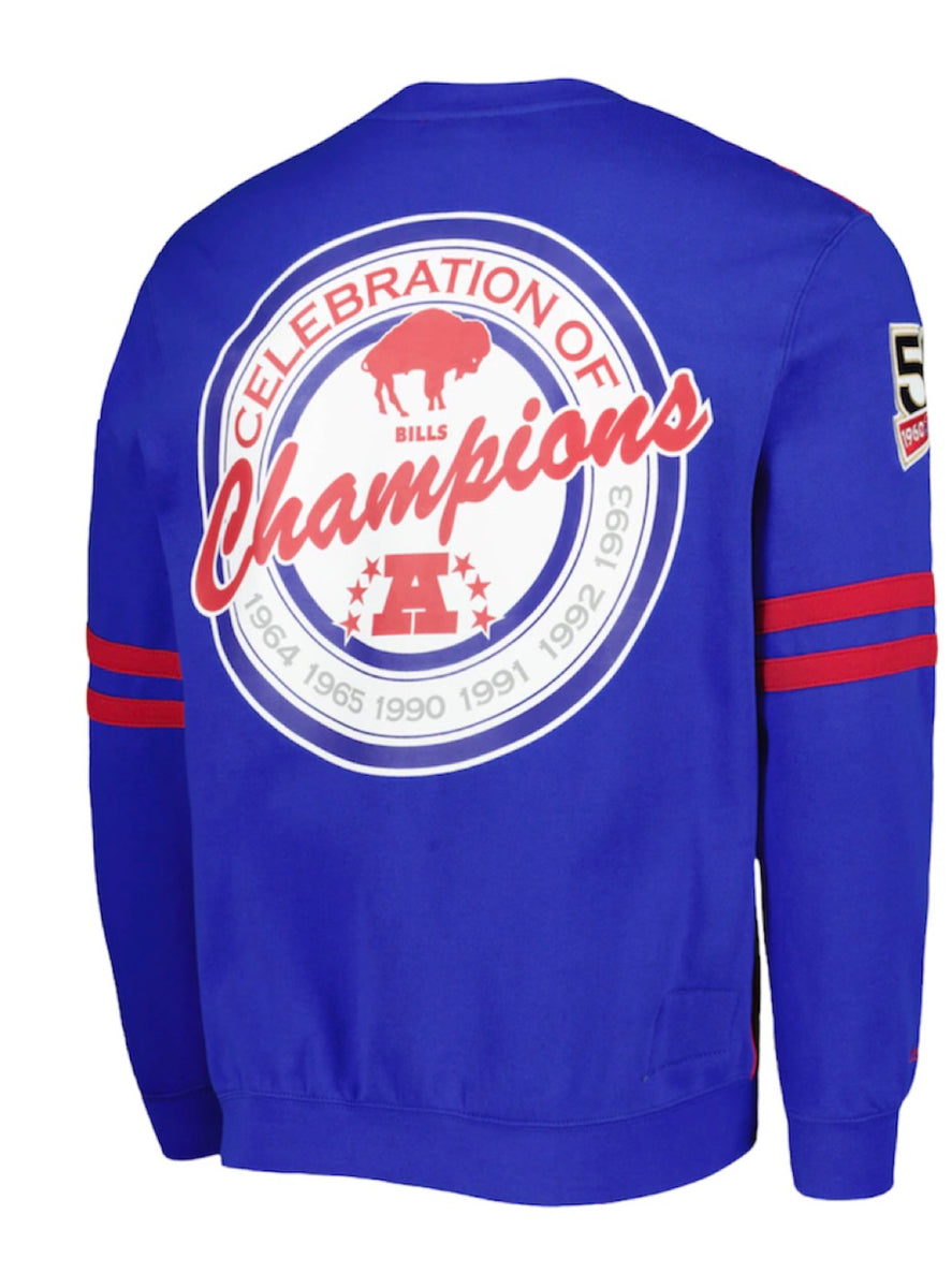Mitchell & Ness Sweatshirt - All Over Crew 2.0 - Buffalo Bills - Red and Royal Blue - FCPO3400 2XL