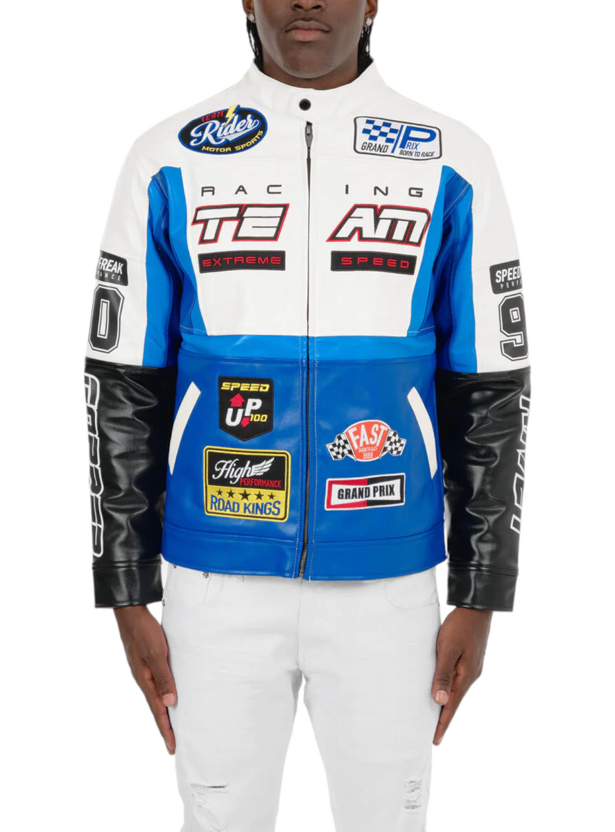 Copper Rivet Jacket PU Racing Blue 336506BLYYE6 Vengeance78