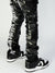 Politics Jeans - Harris - Alligator Leather Stacked Flare with Embroidery - Black And White  - 561
