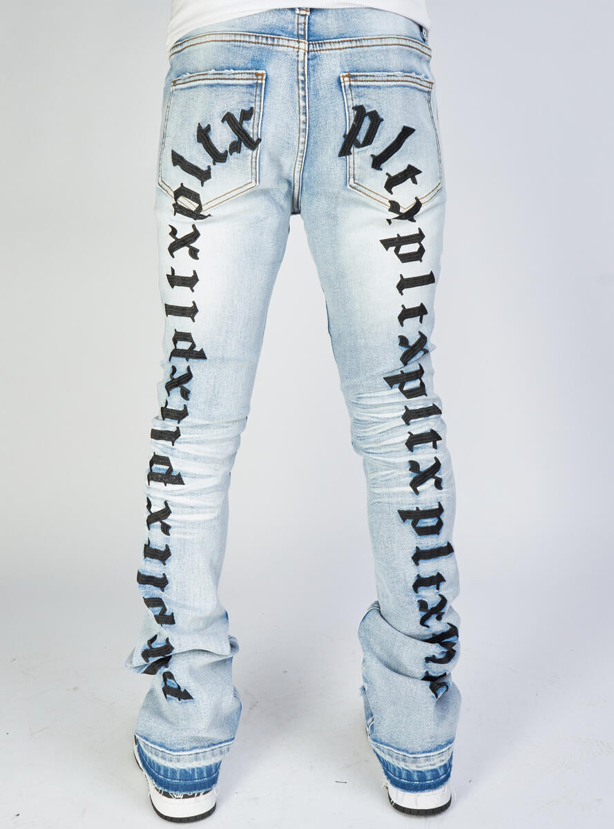 Politics Jeans - Mac - Embroidered Skinny Stacked Flare - Light Blue A ...