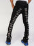 Politics Jeans - Mac - Embroidered Skinny Stacked Flare - Black With Stones - 512
