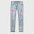 Homme+Femme Jeans - Letterman Denim - Blue With Pink - HFSP202181