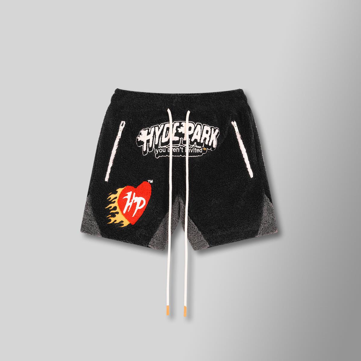 Hyde Park Shorts - Fireball Sherpa - Black – Vengeance78