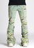 Guapi Jeans - Slime Green Knit Patches Denim - Green