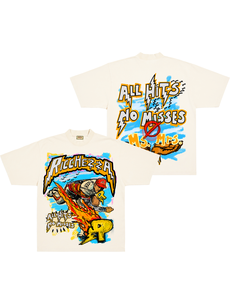 Ricchezza T-Shirt - All Hits No Misses - Cream - FA24-001 – Vengeance78