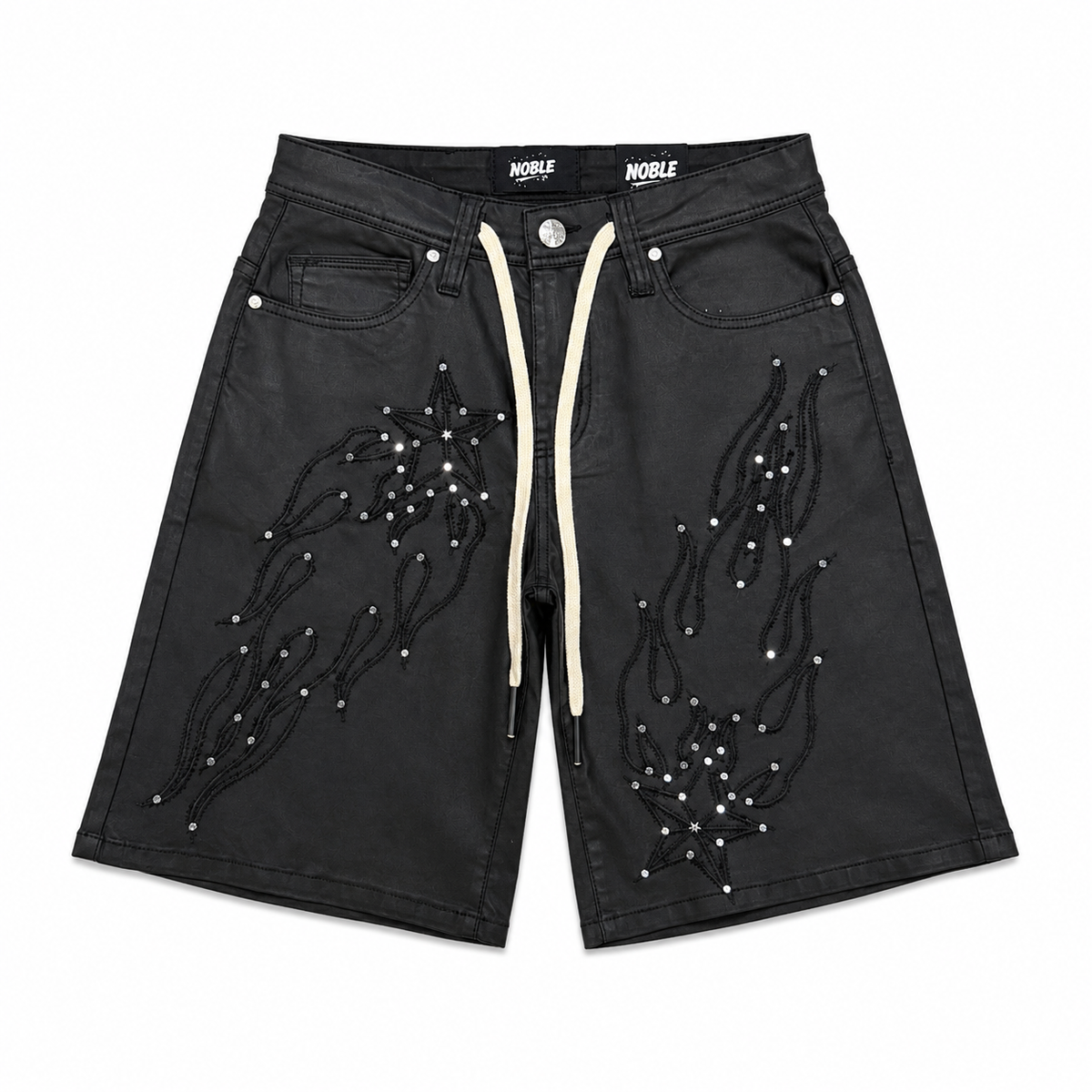 Noble Shorts - Shooting Stars Premium Denim Shorts - Black Wax