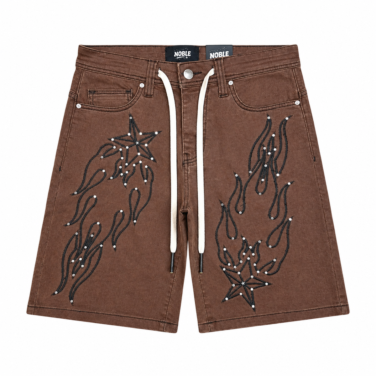 Noble Shorts - Shooting Stars Premium Denim Shorts - Brown Wax