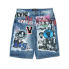 Vicious Shorts - Printed ArtworkPremium Denim - MD Blue - VC1213
