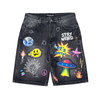 Vicious Shorts - Printed ArtworkPremium Denim - Vintage Black - VC1205
