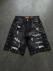 Elite Shorts - Faded Embellished Denim - Black Wash - 19483