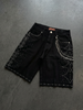 Elite Shorts - Moon Phase Embellished Denim - Jet Black - 19481