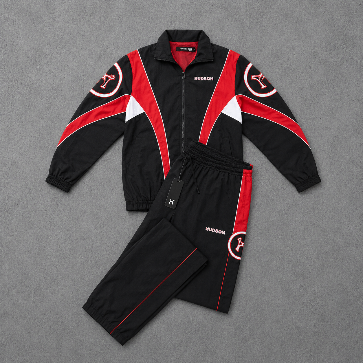 ホシ トレカ TRACK JACKET WARNING H×W Hudson Track Set - H Nylon Set - Black/Red - 701 – Vengeance78