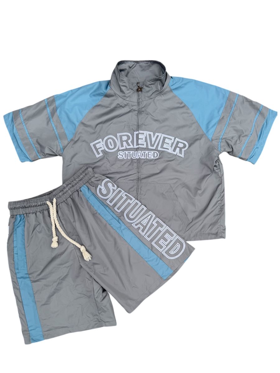 Forever Situated Short Set - Track - Grey And Blue - Trckssbb  display picture 1