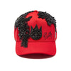 Cult x El Alfa Lurex Embroidered Logo Trucker Hat in Red