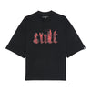 Cult Oversized Graphic T-Shirt Flame Logo in Black